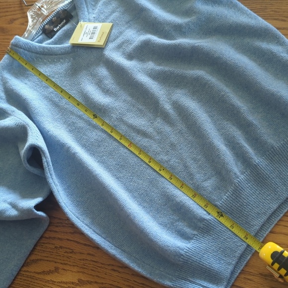 Barbour Lambswool Sports Vee Glacier Blue Sweater Size Men's Medium - Picture 10 of 10